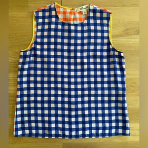 Diane Von Furstenberg Blue & White Gingham/ orange & white gingham on the back.